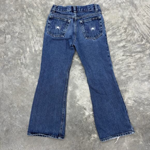 Y2K SQZ Jeans Kids Girls Sz 7 Pockets Blue Cotton Flare 90s Classic Cotton - Picture 6 of 14